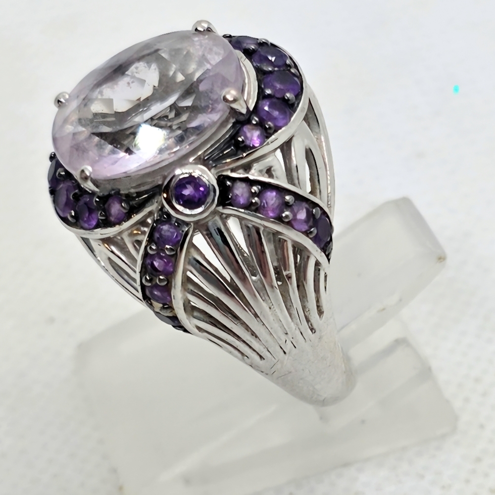 Victoria Wieck  Rose De France Amethyst & African Amethyst Art Deco Ring - Picture 5 of 12
